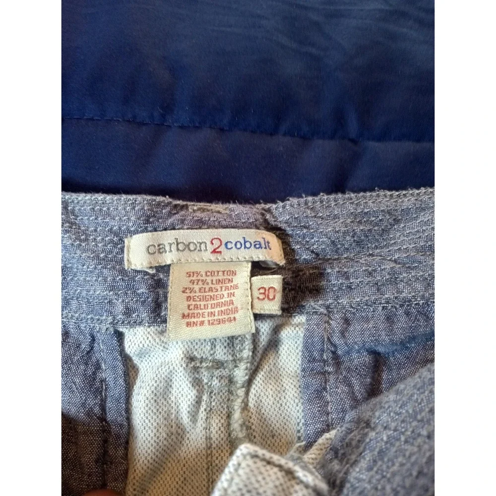 Carbon 2 Cobalt‎ Shorts Mens 30 Gray Linen Blend Chino 10